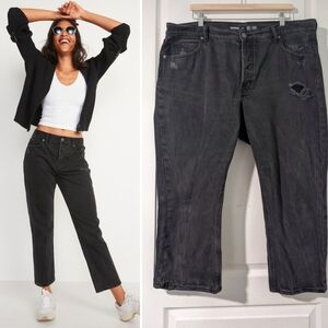 Old Navy | High-rise Slouchy Straight Cropped Distressed Jeans In Zelda Black
